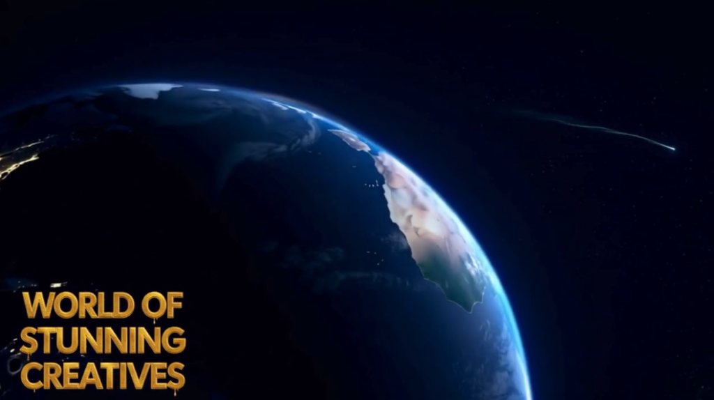 image of earth in night sky with a shooting star